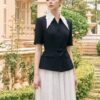 Áo Blazer Cổ Sen Tay Lửng