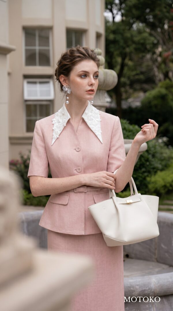 Áo Blazer Cổ Sen Tay Lửng