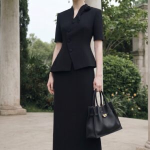 Áo Blazer Cổ Trụ Xếp Ly