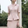 Áo Blazer Cổ Trụ Xếp Ly