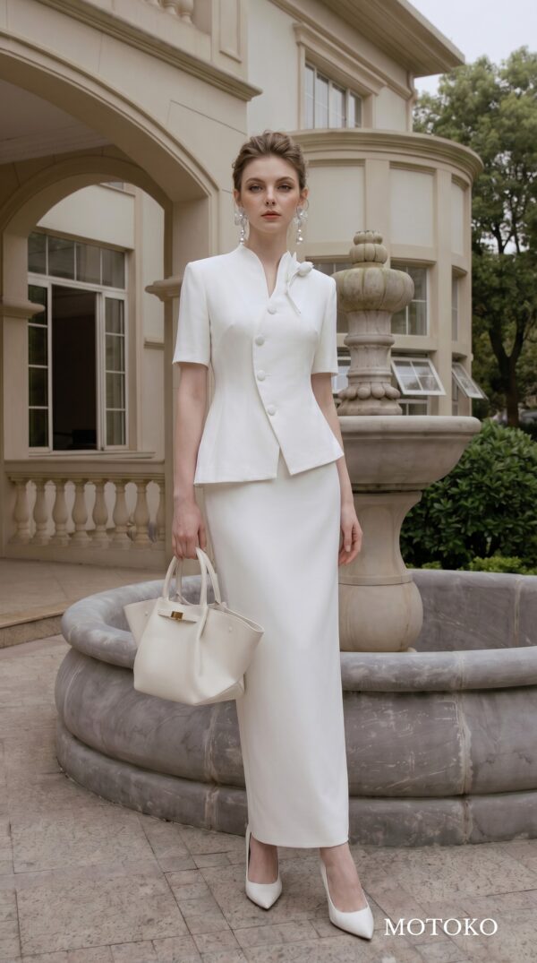 Áo Blazer Cổ Trụ Xếp Ly