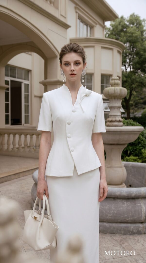 Áo Blazer Cổ Trụ Xếp Ly